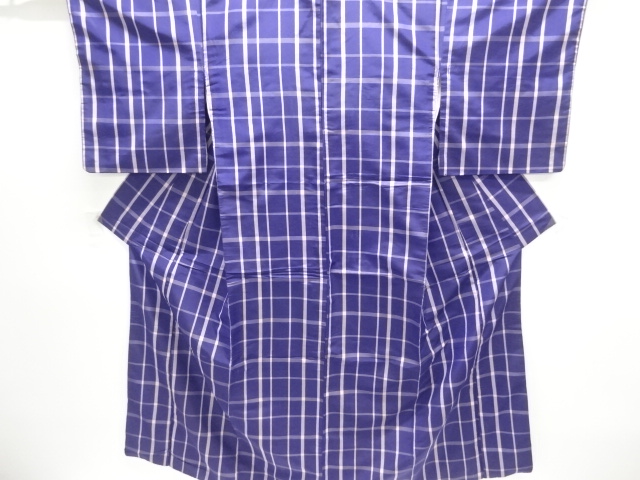 アンティーク　格子織出し米沢紬着物